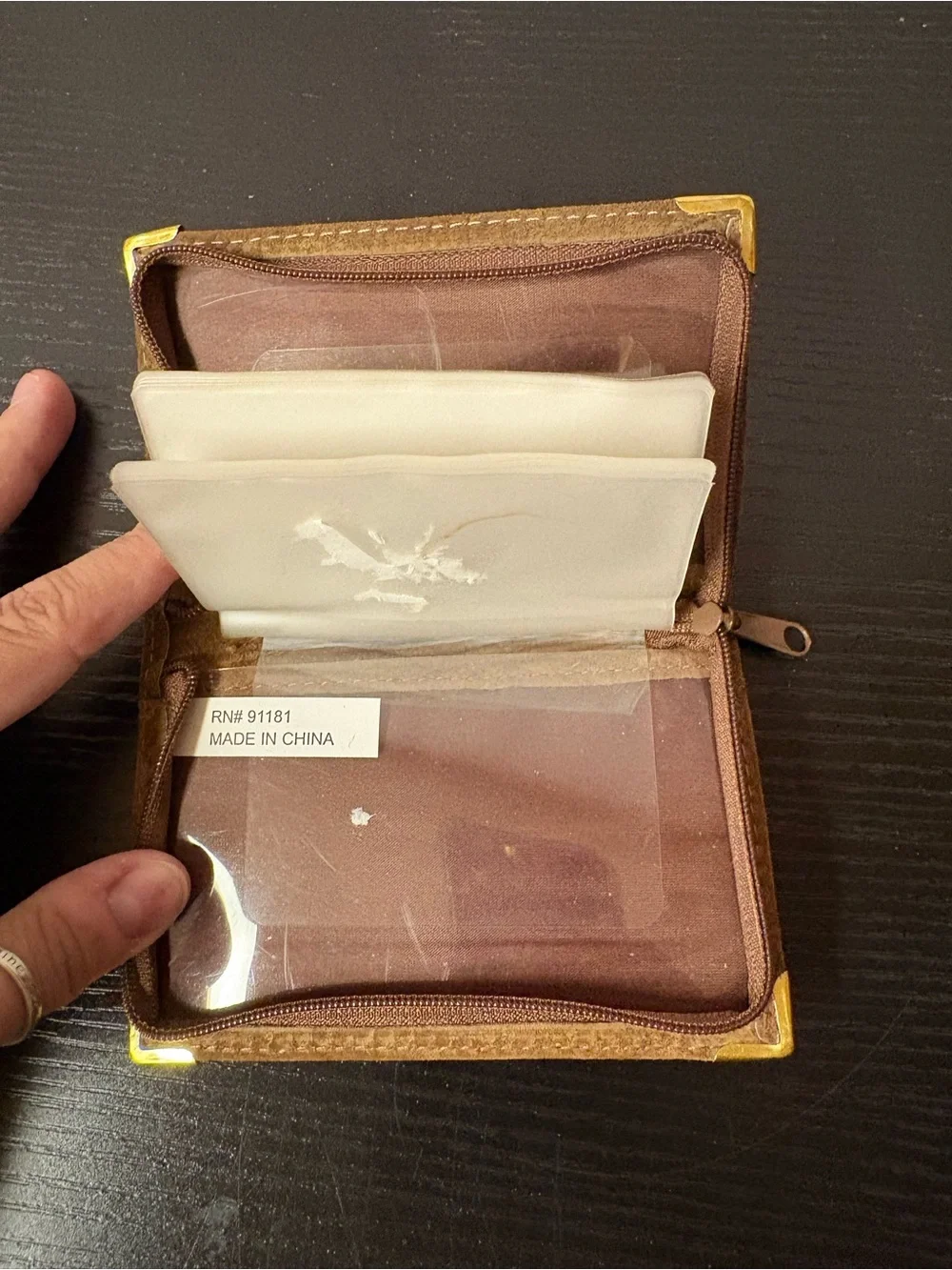 Vintage English Leather Brown Suede Zip Around Mini Photo Album